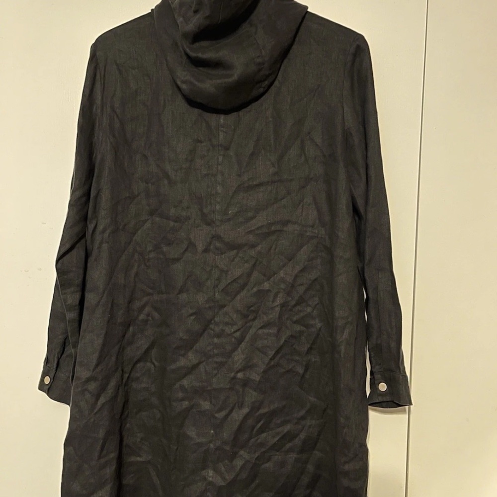Amelline 100% Linen Hoodie Womens Black S/M Button Up Summer Lightweight Preppy - Picture 4 of 11